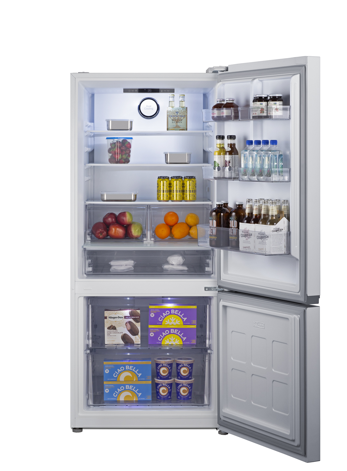 Frost-free ENERGY STAR certified bottom freezer refrigerator in a classic white finish and counter depth fit